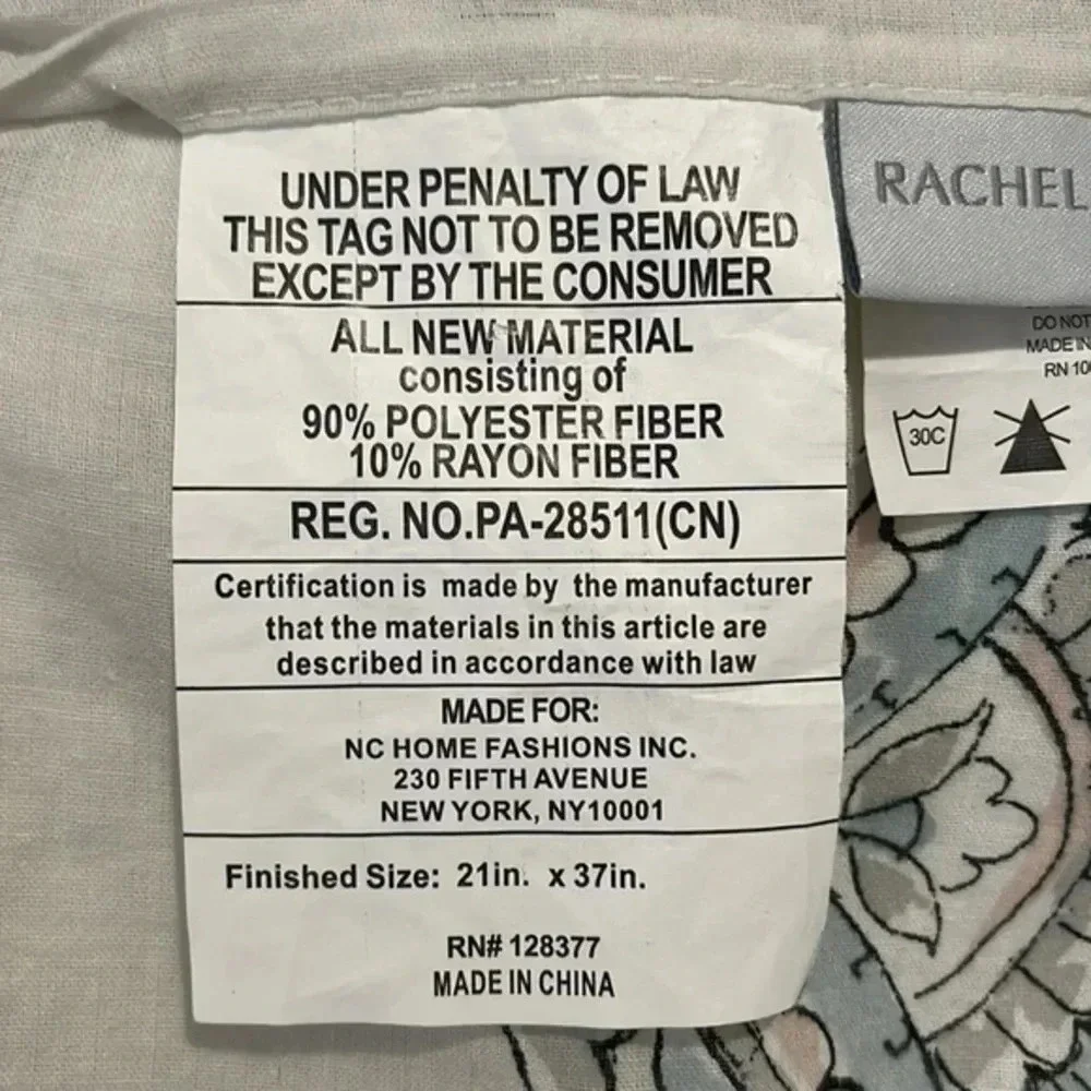 Rachel Ashwell Quilted‎ Pillow Covers Paisley Floral Blue White Size 21x37 Set
